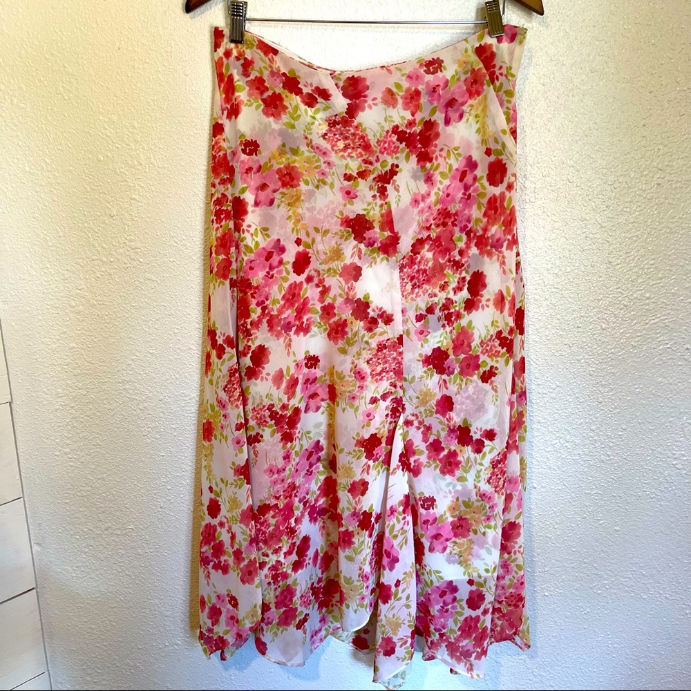 Pink and white, Emma James, skirt, size 14, spring print